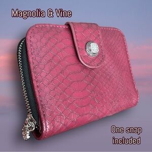 Magnolia & Vine MINI CHLOE SNAKESKIN WALLET with One Snap